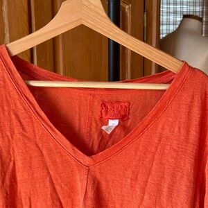 Sigrid Olsen 100% Linen Women's Orange V-Neck Top Size 1X A19